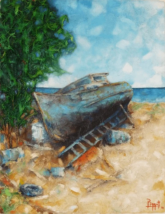 On Dock Dry by Rupert Piggott - Acrylic & mixed media on canvas