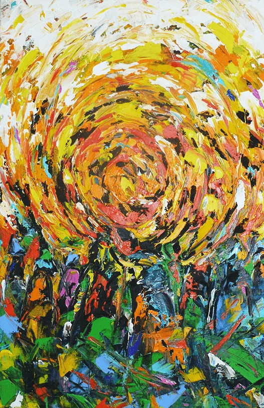 Sun Worshippers (abstract) #1 by Rupert Piggott - Acrylic on canvas