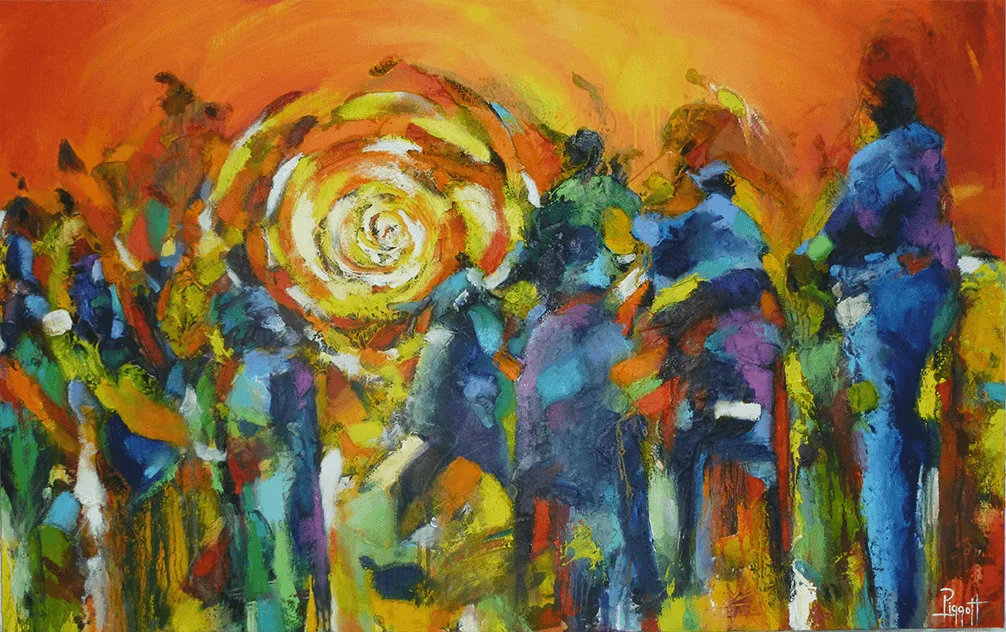 Sun Worshippers (abstract) #2 by Rupert Piggott - Acrylic & mixed media on canvas