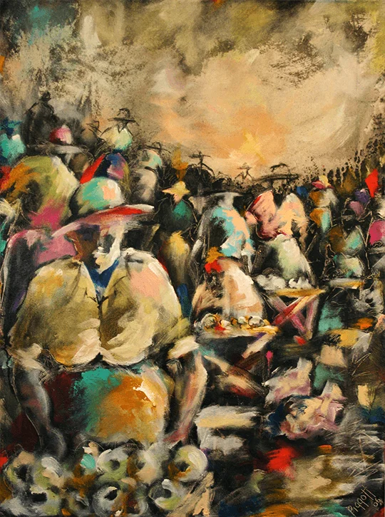 Vendor Market #1 by Rupert Piggott - Acrylic on canvas