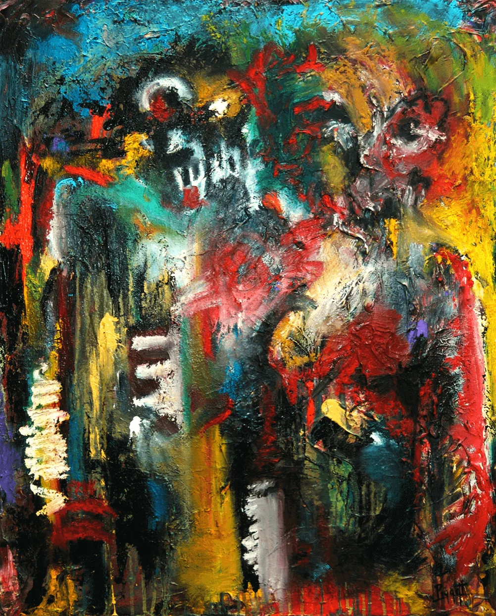 Love at war by Rupert Piggott - Acrylic and oil stick on canvas